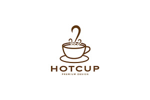 Cup Of Coffee Or Tea With Steam Logo