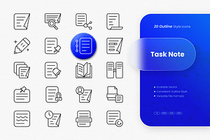 Task Note Outline Icons, an Outline Icon by cidcud_graphic