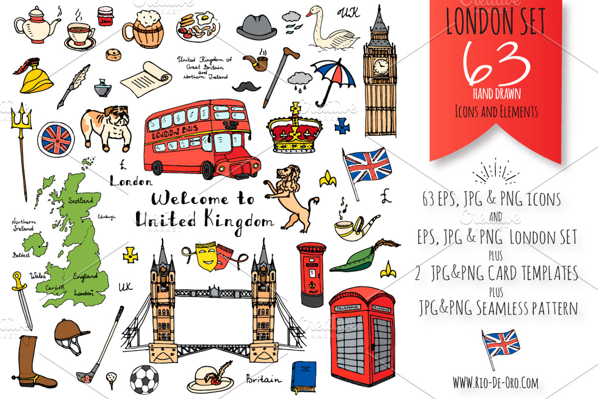 63 London color hand drawn symbols!, a Graphic by Natasha-Pankina.com (Photo 1 of 5)