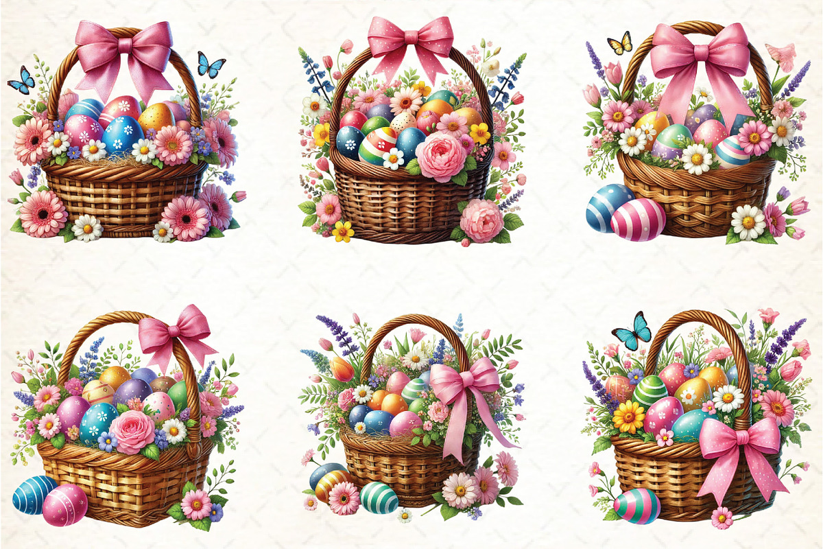 Easter Basket Watercolor Clipart, an Illustration by DreamCafeArt (Photo 4 of 5)