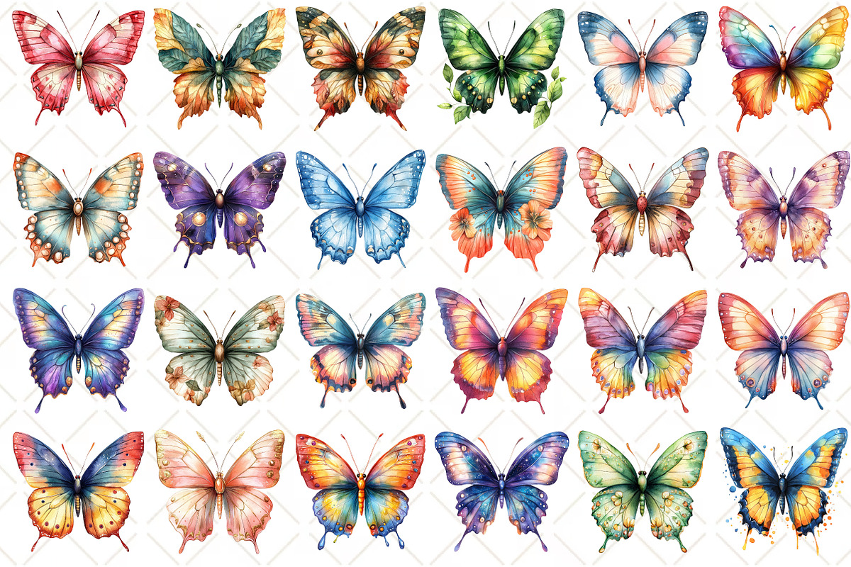 Whimsical Butterfly Clipart, an Illustration by Black Bird Studio (Photo 2 of 5)