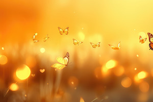 Sunlit Dance: A Serene Meadow Alive With The Flutter Of Golden B