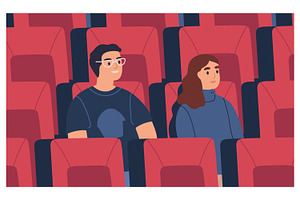Couple at the cinema, a Person Illustration by Good Studio