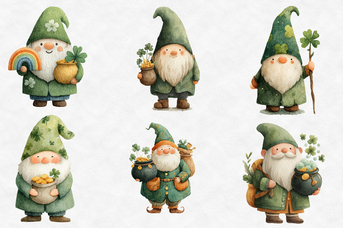 St Patrick’s Day gnome clipart, an Illustration by Designworld (Photo 2 of 6)