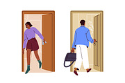 People open door, enter / leave home, a Person Illustration by Good Studio (Thumbnail 4 of 4)