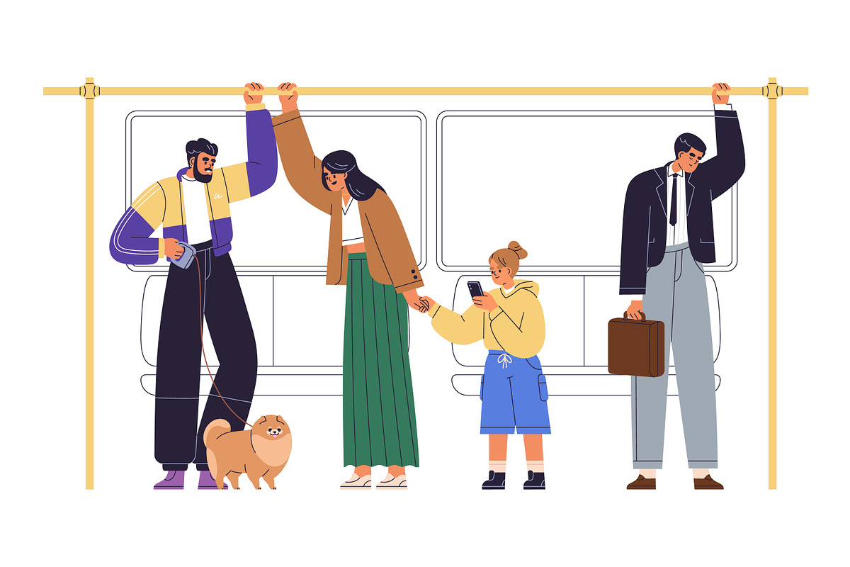 Passengers in subway train set, a Transportation Illustration by Good Studio (Photo 2 of 5)