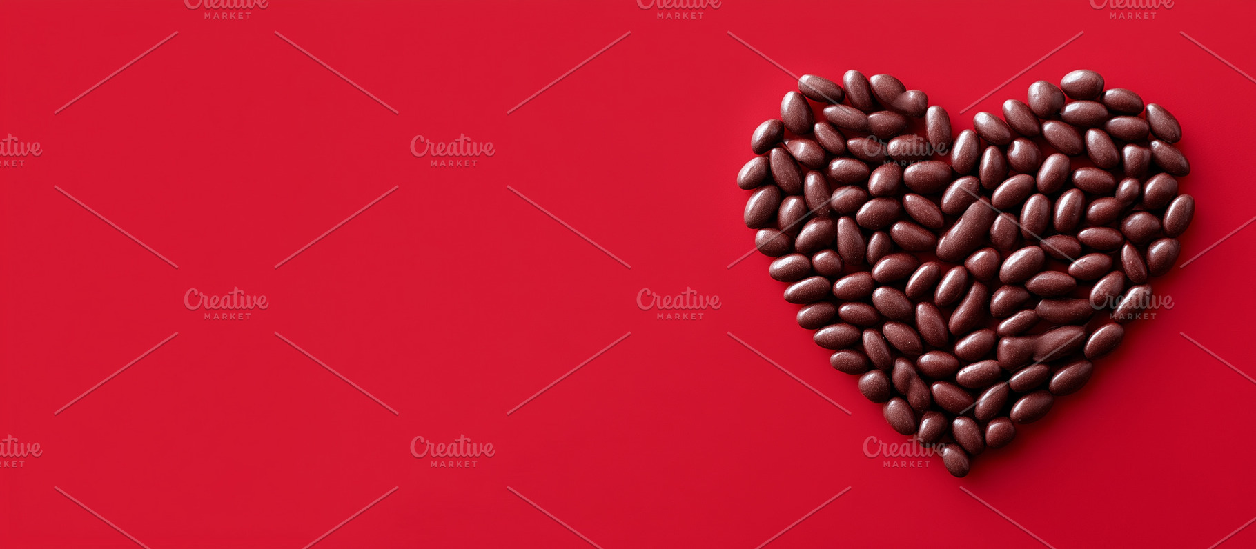 Heart shape made of beans on a red, a Holiday Photo by MistyDay