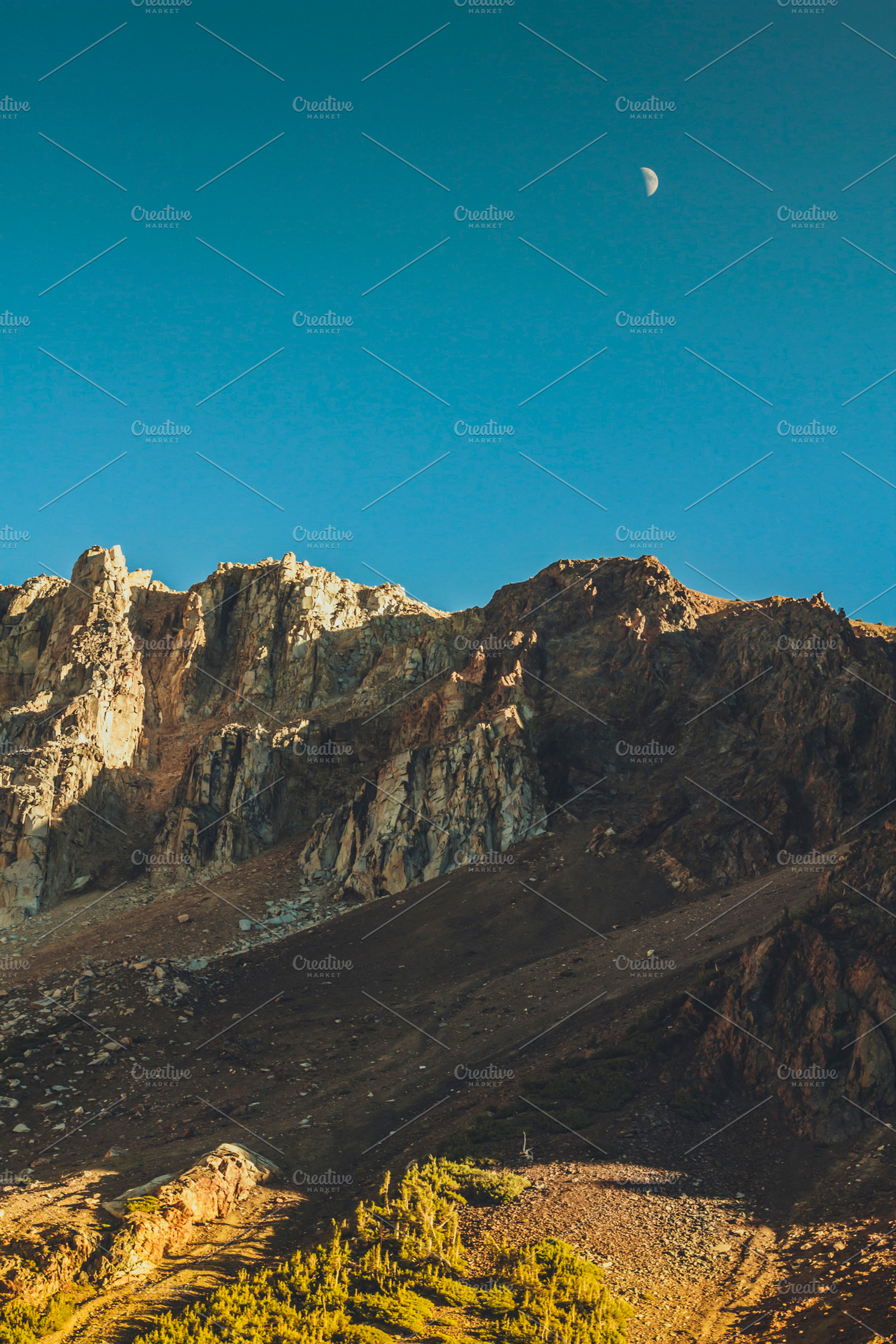 Mountains And Halfmoon Stock Photo Containing Mountains And Rocks