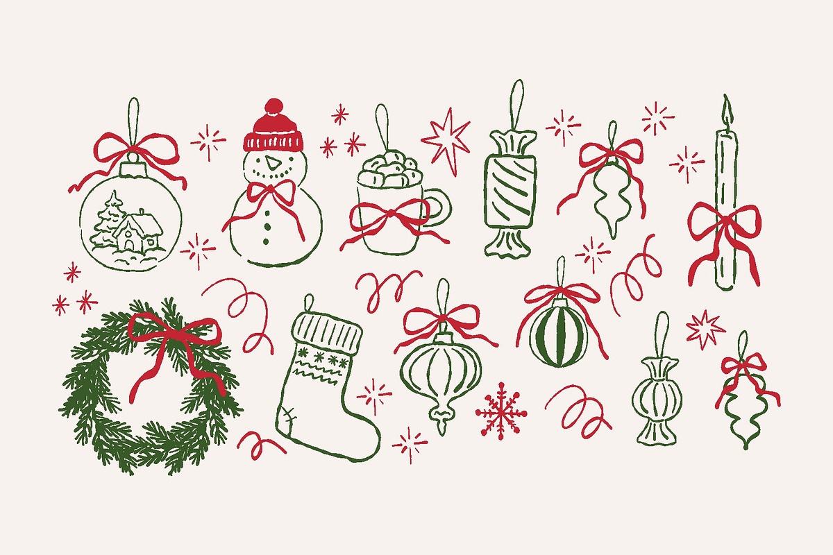 Vintage Christmas Party Clipart, a Decorative Illustration by Barkova Nadya (Photo 4 of 9)