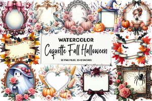 Coquette Fall Autumn Halloween Frame, an Illustration by DreamArtGraphic