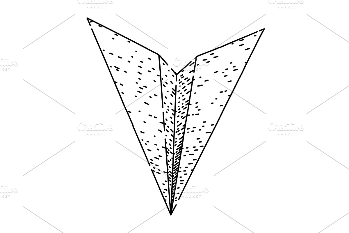 fold paper plane sketch hand drawn, an Object Illustration by pikepicture