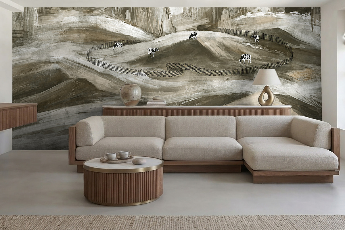 Countryside Hills & Cows Wallpaper, a Wallpaper Graphic by apollinariia_shop (Photo 10 of 13)