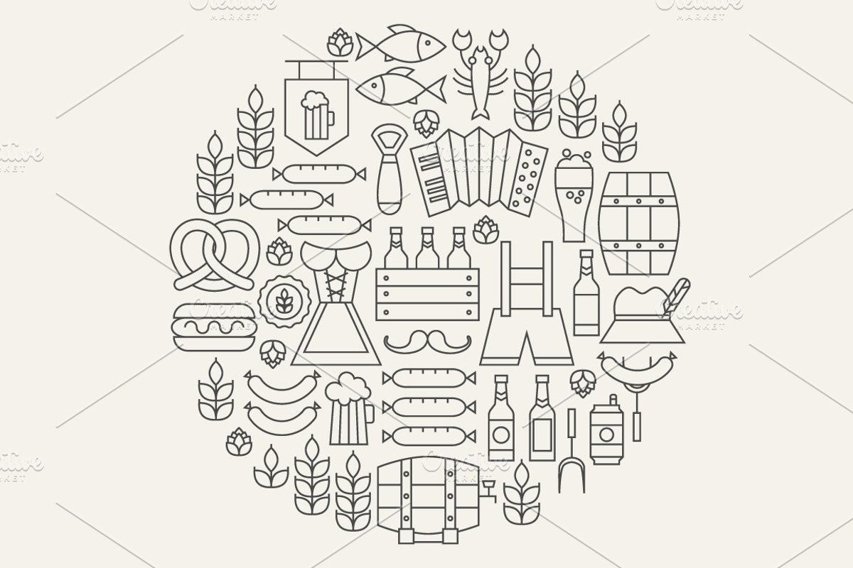 Oktoberfest Line Art Icons, an Outline Icon by Anna_leni (Photo 6 of 6)