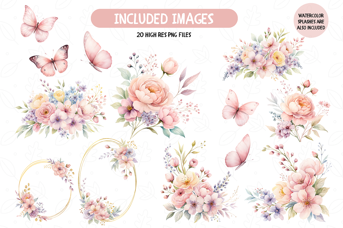 Watercolor Pink Butterfly Clip Art, an Illustration by TatiMockup (Photo 2 of 4)