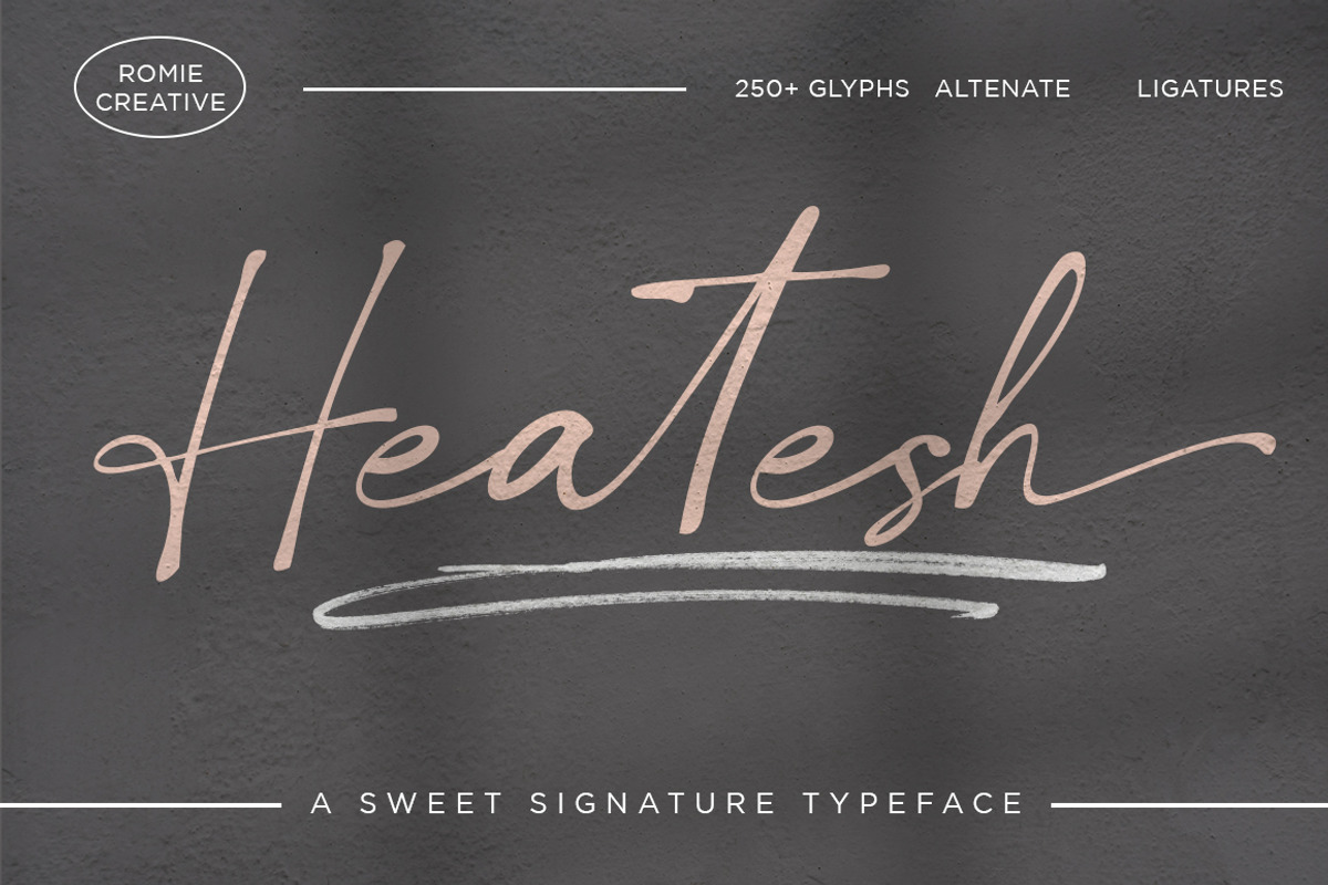 Heatesh Script, a Script Font by Romiecreative (Photo 1 of 10)