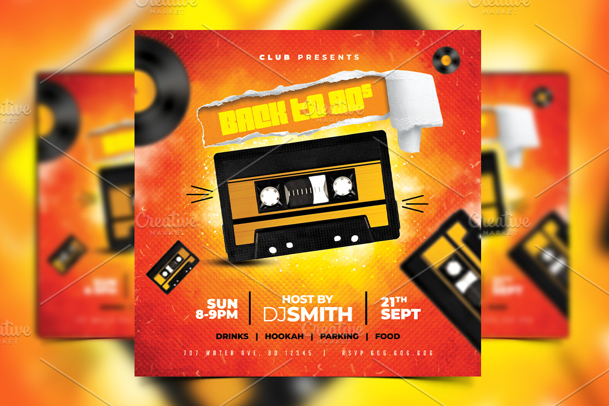 Retro 90s Party Flyer, a Flyer Template by StarPixles11