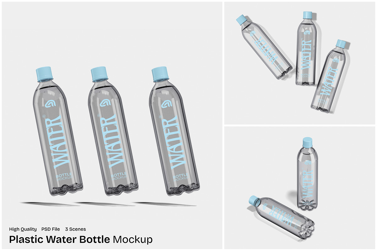 Plastic Water Bottle Mockup, a Packaging Mockup by Unerispace (Photo 1 of 5)