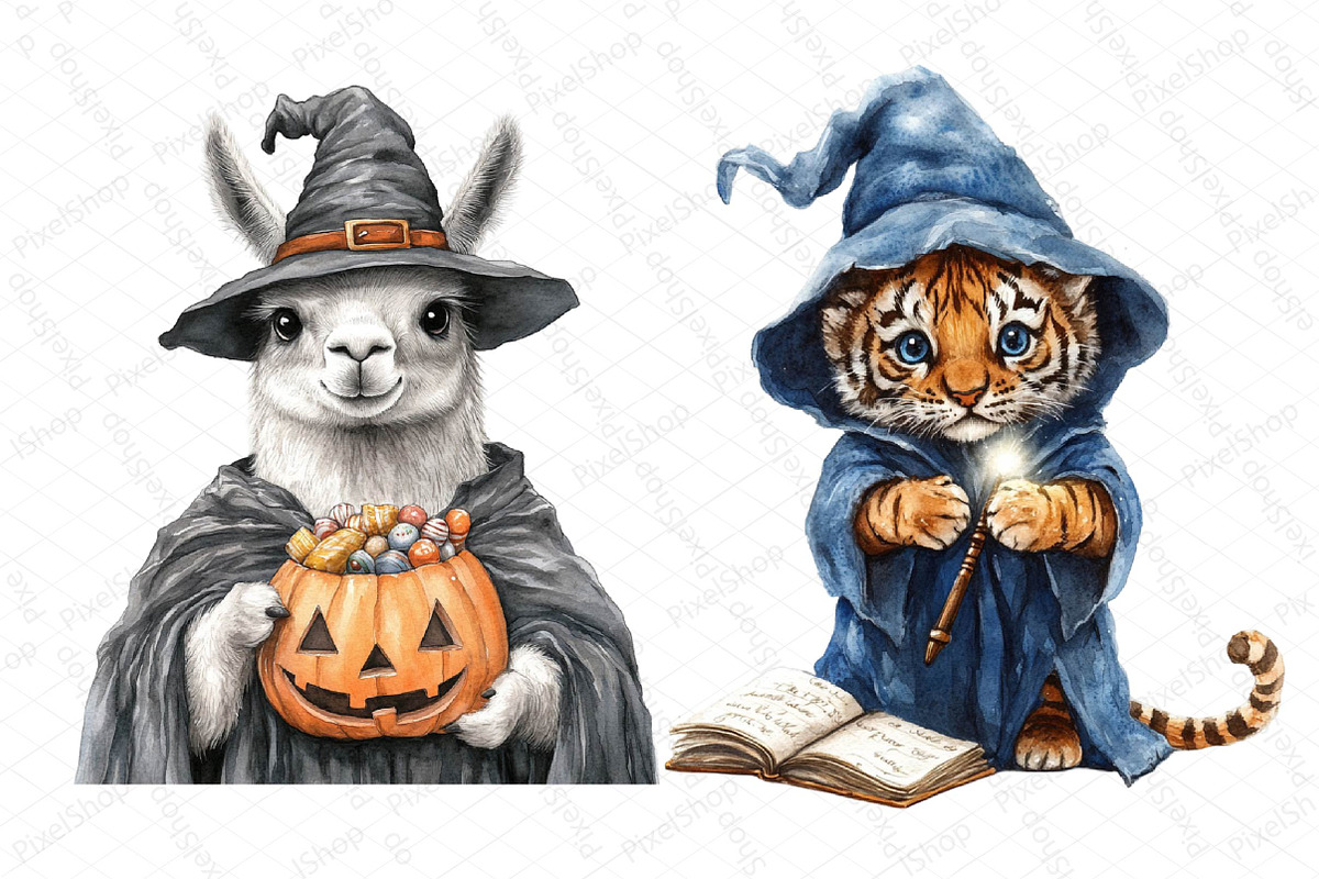 Cute Halloween Animals Clipart, an Illustration by DreamPrint404 (Photo 3 of 5)