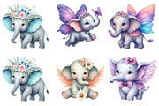 Cute Baby Elephants with Wings Clipa, an Illustration by Pixels.Craft (Thumbnail 5 of 6)