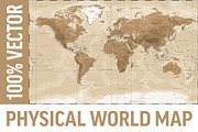 Physical Vintage World Map. Vector, an Education Illustration by PorcuPen Works (Thumbnail 1 of 6)