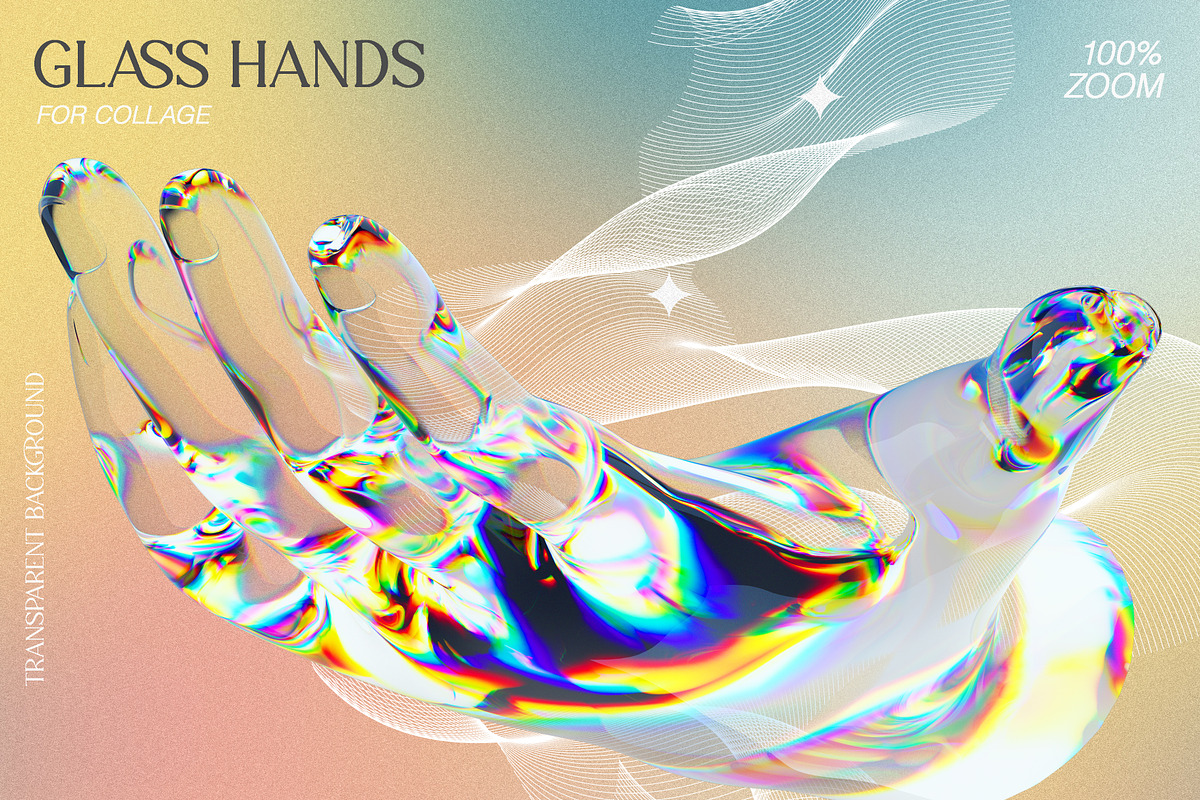 3D Glass Hands. Retro vibe, an Object Graphic by Polli Deeva (Photo 10 of 12)