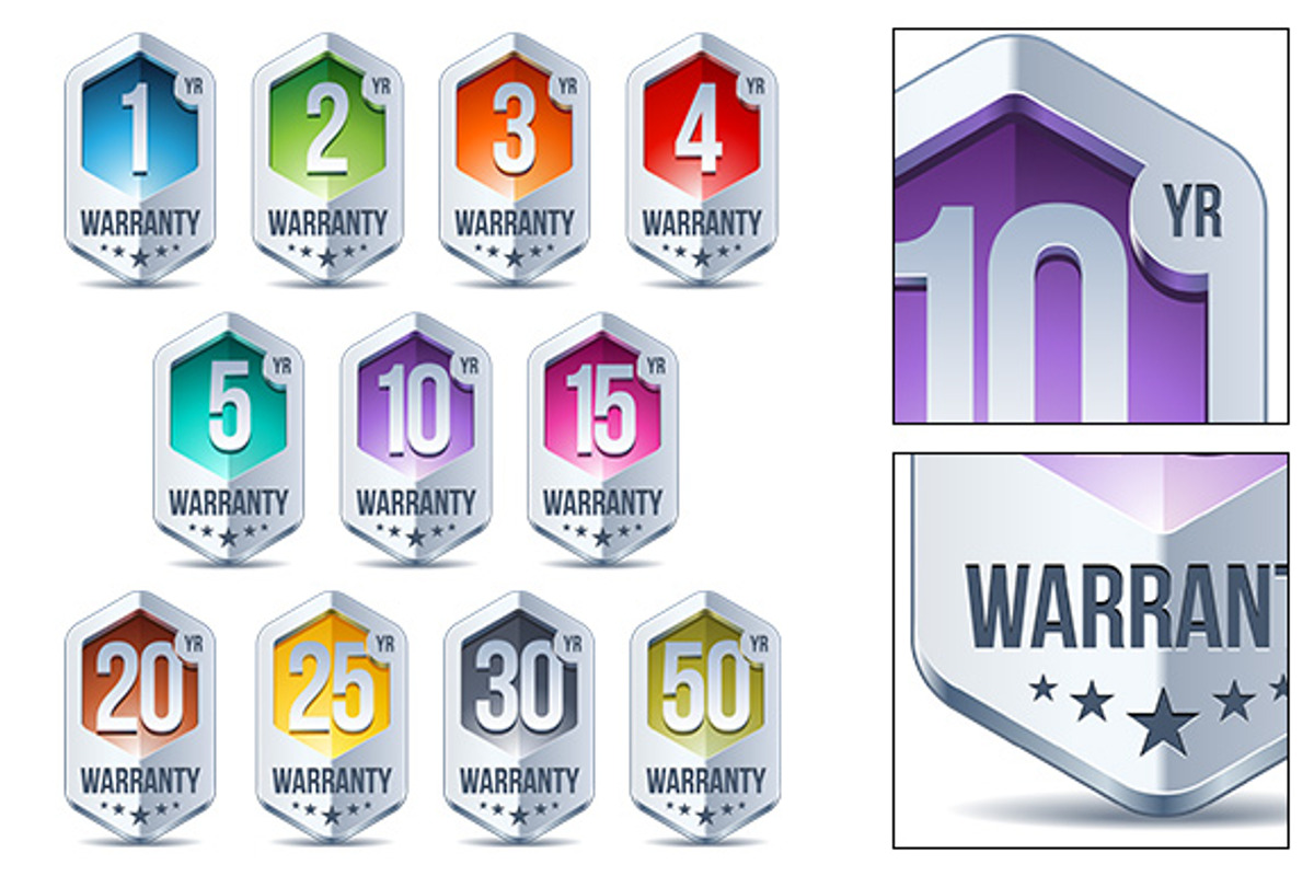 Warranty Seal Hexagon Chrome Badge, an Icon by Shurik76