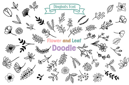 Flower and Leaf Doodle Dingbats Font, a Symbol Font by Fox7 By Rattana