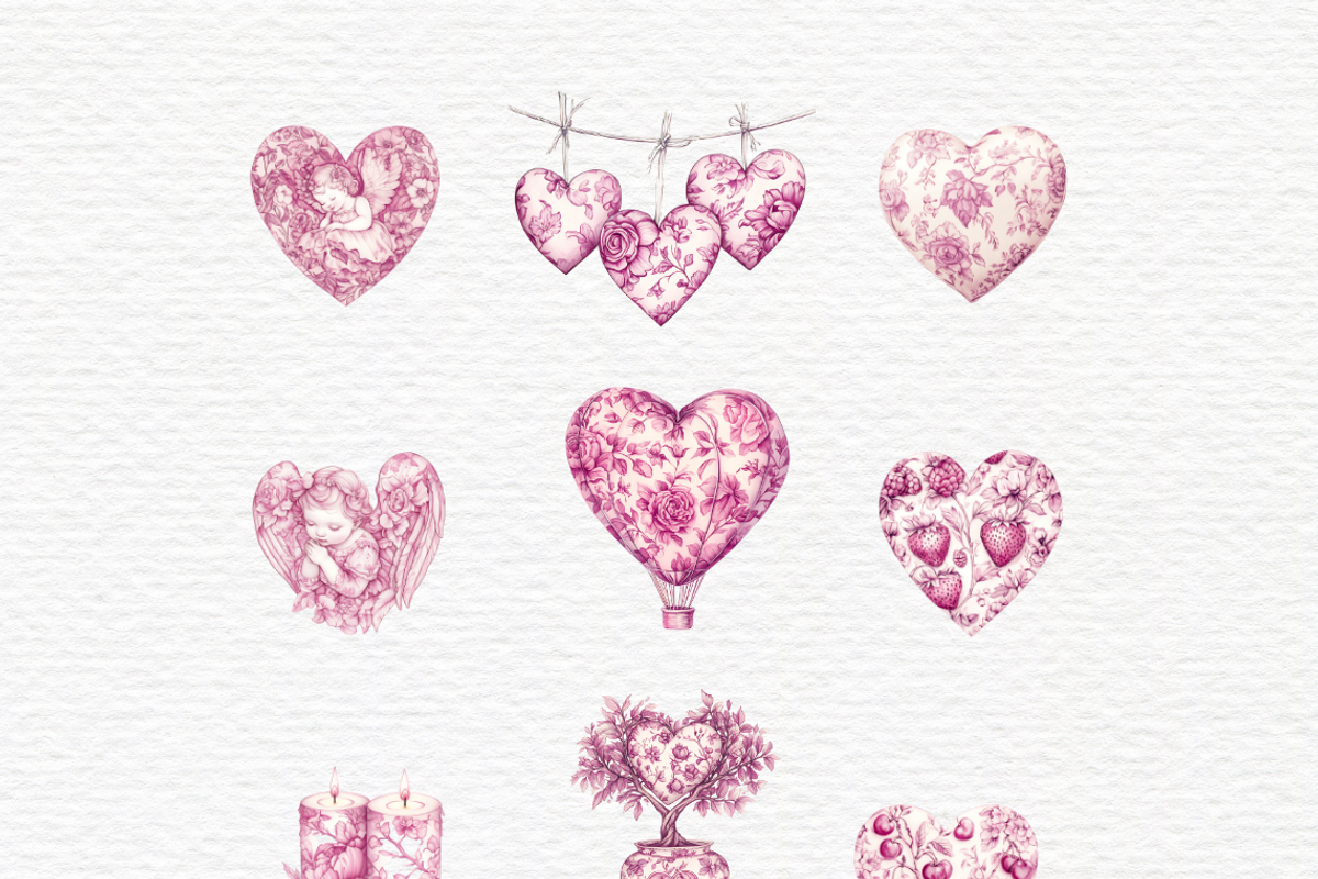 Grandmillennial valentine clipart, a Seasonal Illustration by Invite to Clipart (Photo 2 of 4)