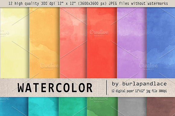 Watercolor digital paper II. preview 2