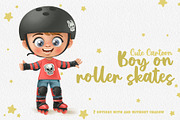 Cute cartoon boy on roller skates, a Person Illustration by Azuzlikus (Thumbnail 1 of 3)
