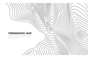 Relief contour topographic map, an Illustration by Vector Tradition