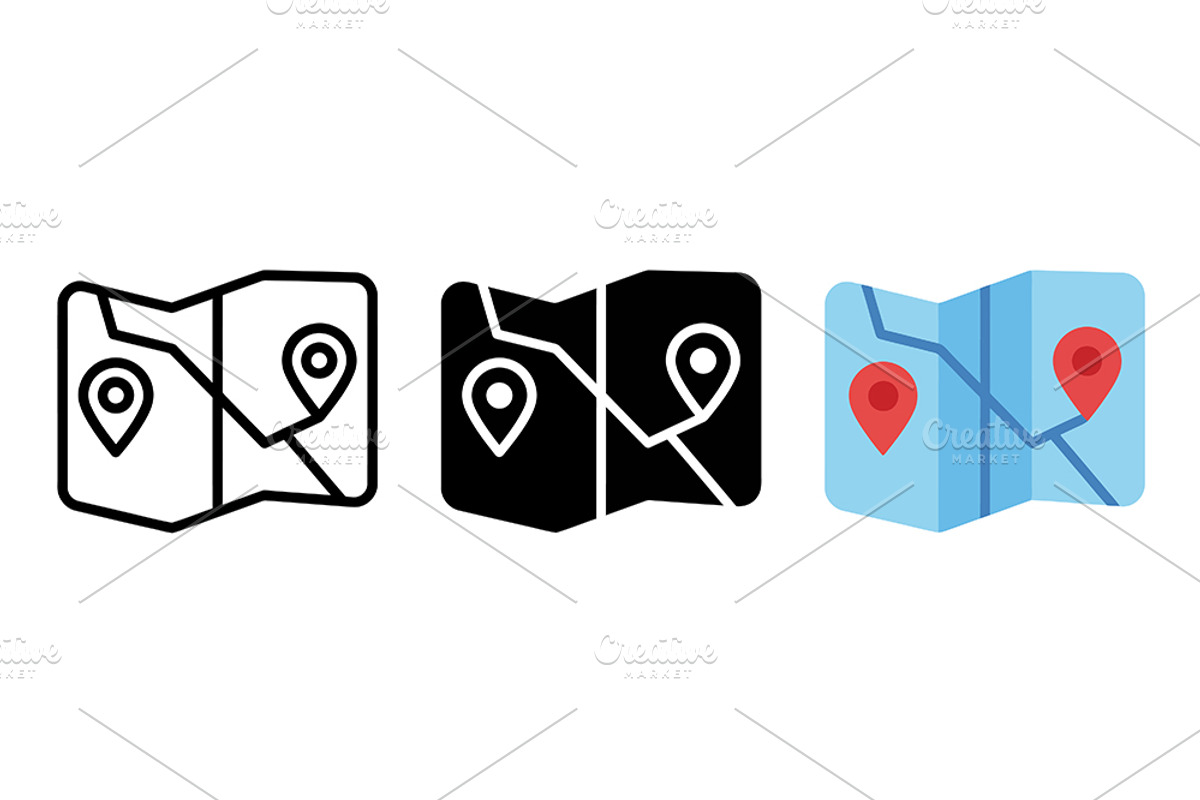 Folded Map Vector Icon Graphic Set, a Solid Icon by Artonix (Photo 2 of 2)