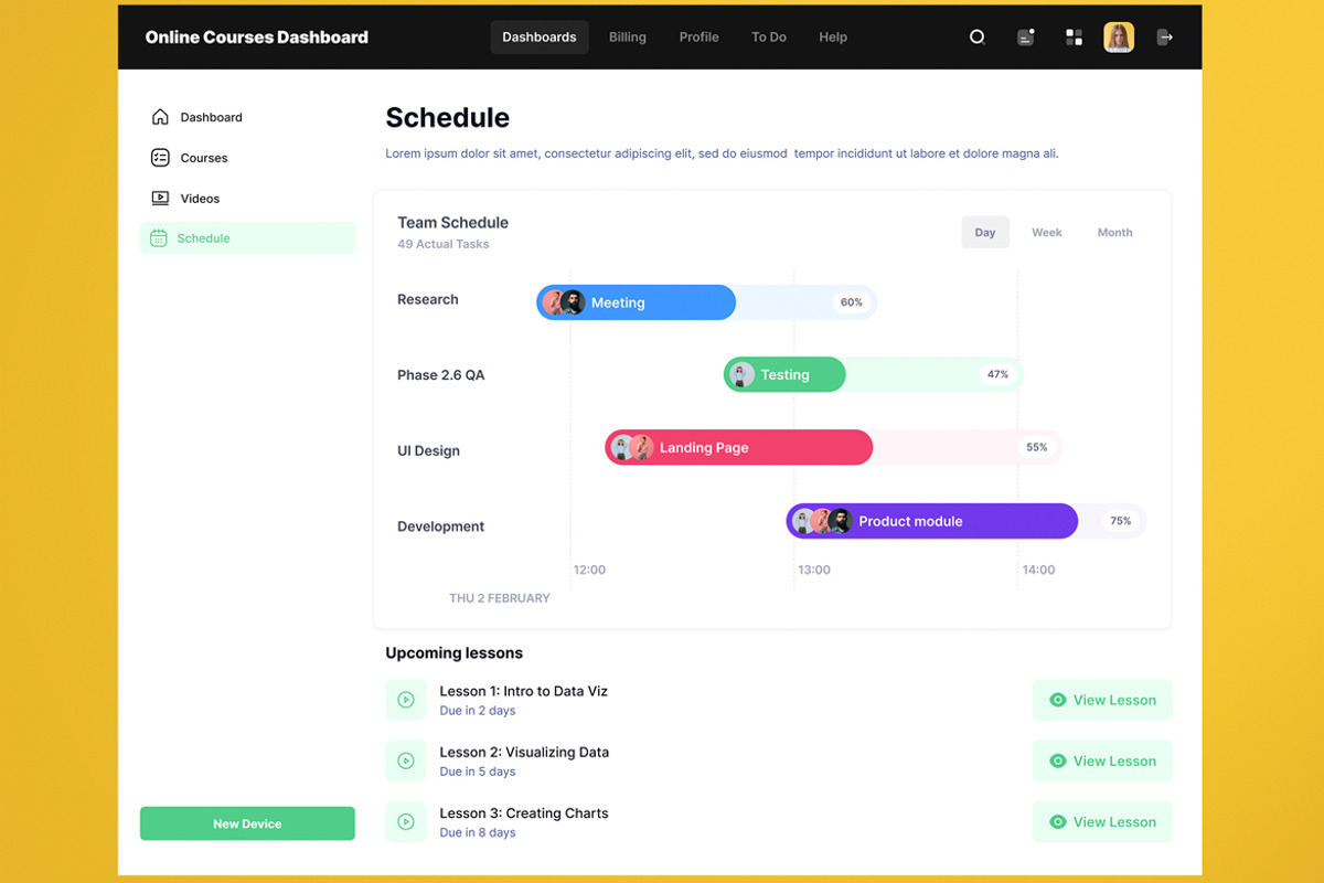 Online Courses Dashboard Web App, an UI Kit Template by nagaredesignstudio (Photo 4 of 5)