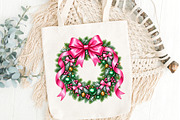 Pink Coquette Christmas Wreath PNG, an Object Graphic by Zahyl Studio (Thumbnail 5 of 7)