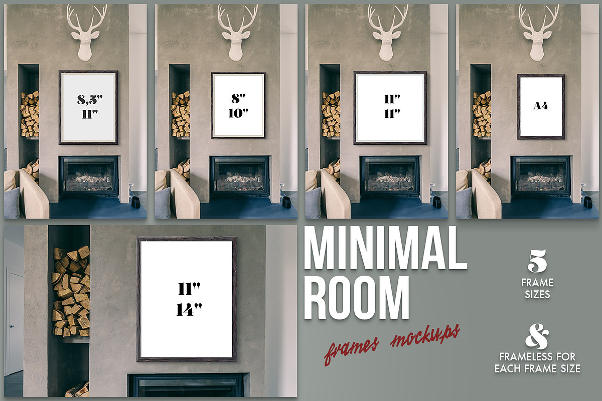 Minimal Room - Frames Mockups, a Product Mockup by Madebyvadim (Photo 3 of 7)