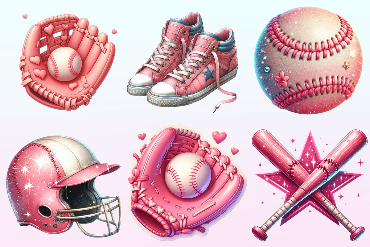 Watercolor Retro Girly Baseball, a Graphic by CitraGraphics (Photo 2 of 4)