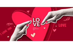 Valentines day greeting banner, an Illustration by Zaie