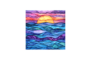 Watercolor Stained Glass Ocean