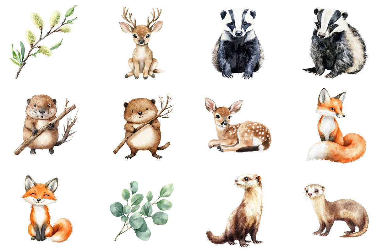 Cute Woodland Animal Clipart, an Illustration by CitraGraphics (Photo 5 of 5)
