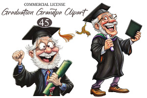 Whimsical Graduation Grandpa Clipart, an Illustration by designcity5