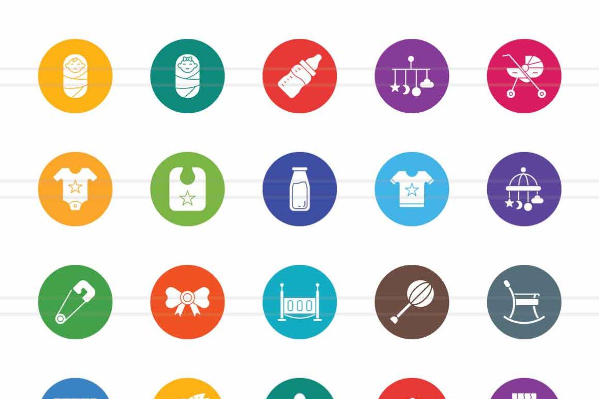 50 Baby Flat Round Icons, an Icon by IconBunny (Photo 2 of 2)