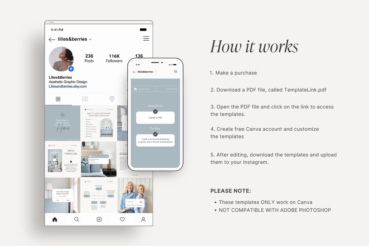 Real Estate Instagram Post Templates, a Social Media Template by LiliesandBerries (Photo 4 of 23)