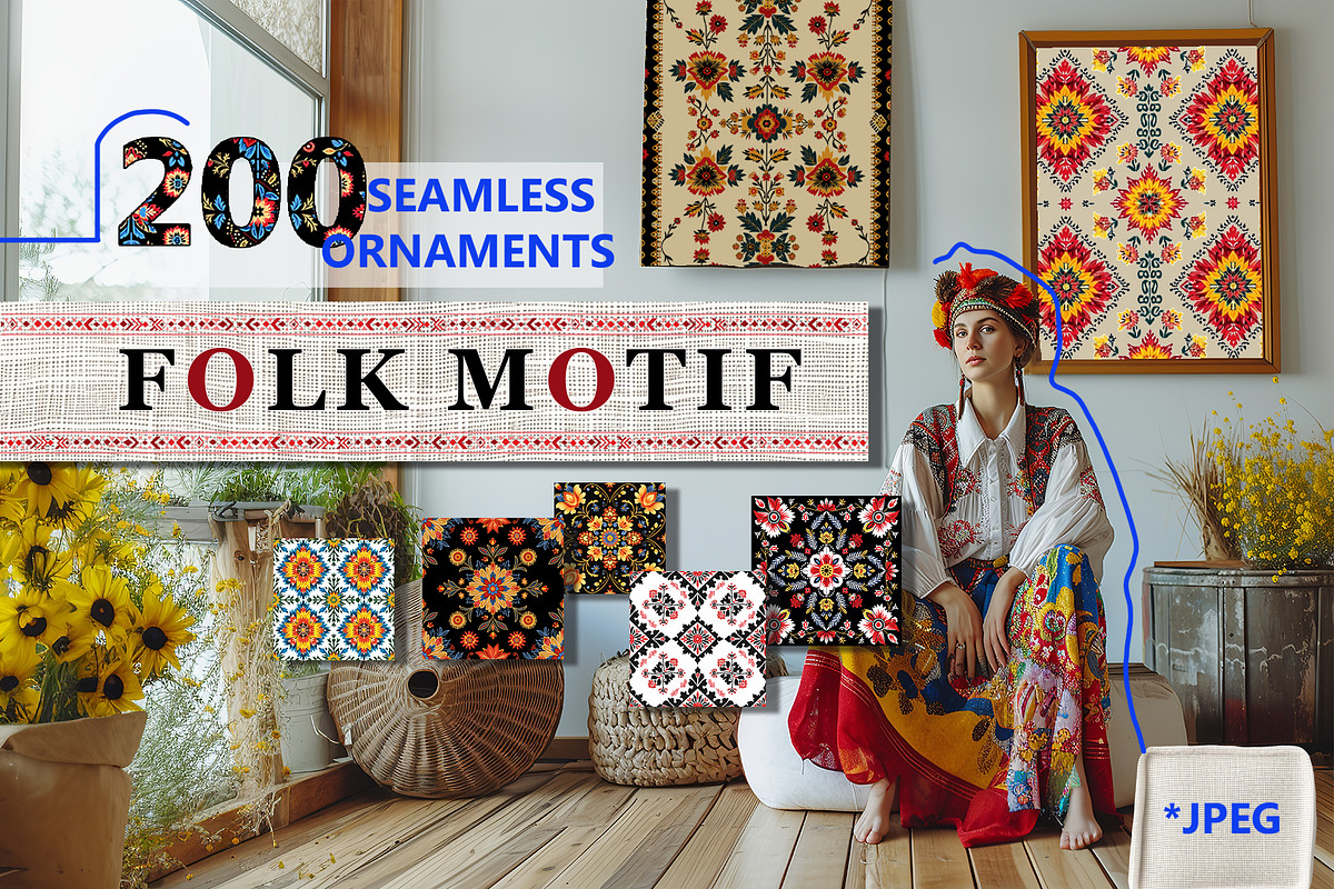 Ukrainian folk seamless patterns set, a Pattern Graphic by kizi (Photo 1 of 10)