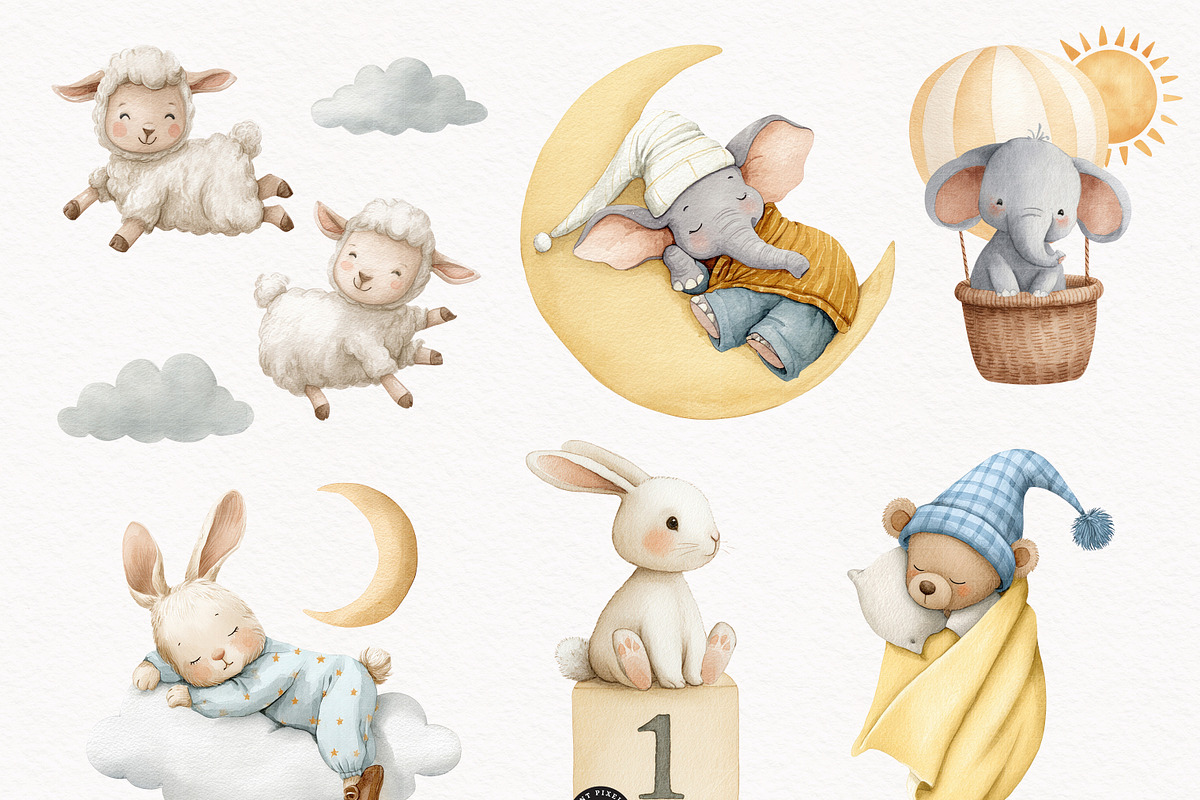 Dreamy Nursery Clipart Bundle, an Animal Illustration by PaintPixelCo (Photo 5 of 13)