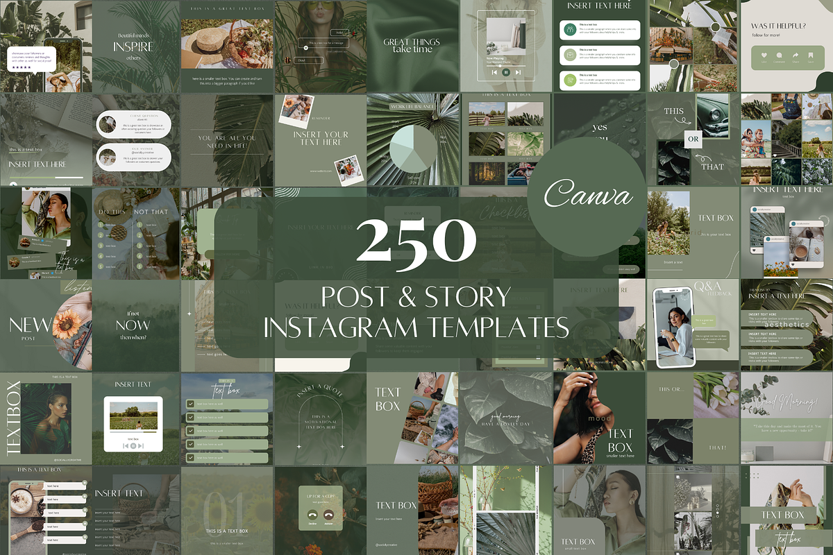 250 Green Instagram Templates, a Social Media Template by SociallyyCreative (Photo 1 of 10)