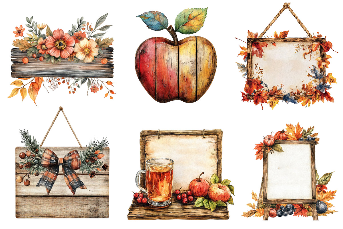 Autumn Wooden Signs Clipart, an Illustration by CreationArt (Photo 4 of 5)