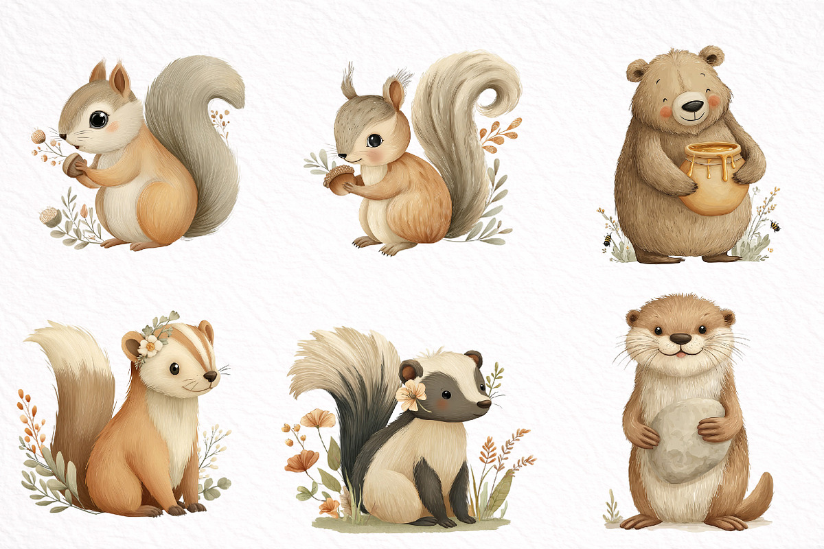 Cute Woodland Animal Clipart, an Illustration by DreamArtGraphic (Photo 5 of 8)