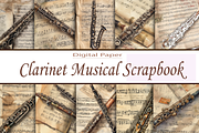 Clarinet Musical Scrapbook, a Background Graphic by Printable Treasure (Thumbnail 1 of 4)