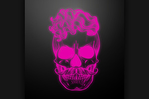 Angry Skull With Hairstyle And Moust