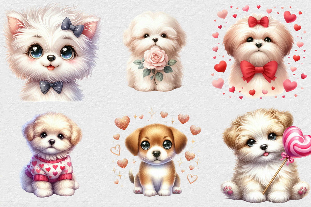 Whimsical Valentine Fluffy Dog, an Illustration by DreamCafeArt (Photo 5 of 7)